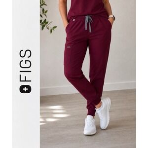 FIGS Scrub Pants Technical Collection Zamora Joggers Maroon Unisex Large Tall LT